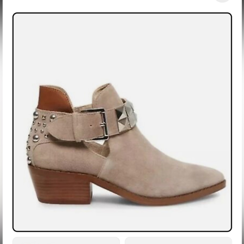 Steve Madden Zenna Suede Booties in Taupe Studded Wrap
